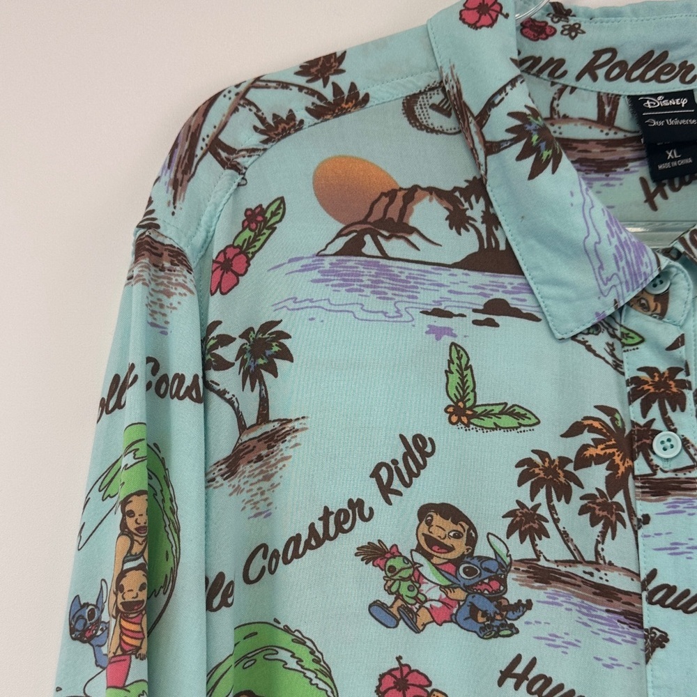 Disney Lilo & Stitch Hawaiian Roller Coaster Ride Shirt BoxLunch Our Universe XL - Picture 4 of 7